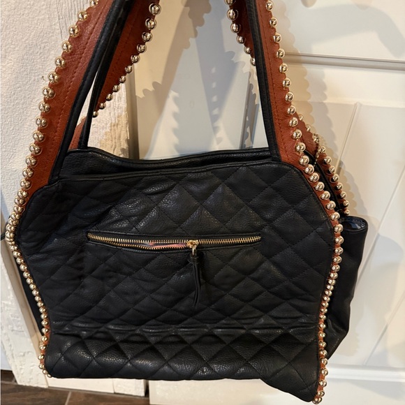 Big Buddha Black Quilted Shoulder Bag with Gold Accents - Picture 5 of 5